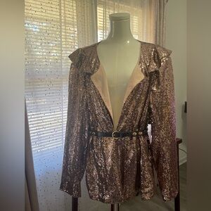 Beautiful Sequin Jacket in Copper Bronze, NWT, (See Sizing Note)